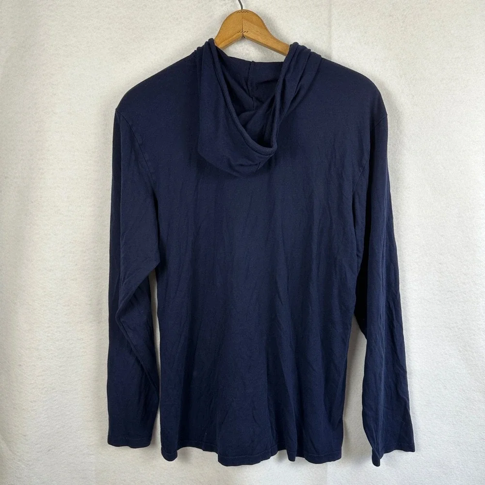 Polo Ralph Lauren Mens Long Sleeve Hoodie Lightweight T-Shirt Navy Red Pony Logo
